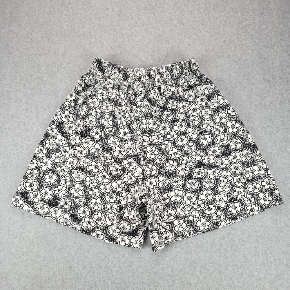 Hang Ten Geometric Floral Shorts Women Large Black White Vintage Elastic Waist - Picture 3 of 11